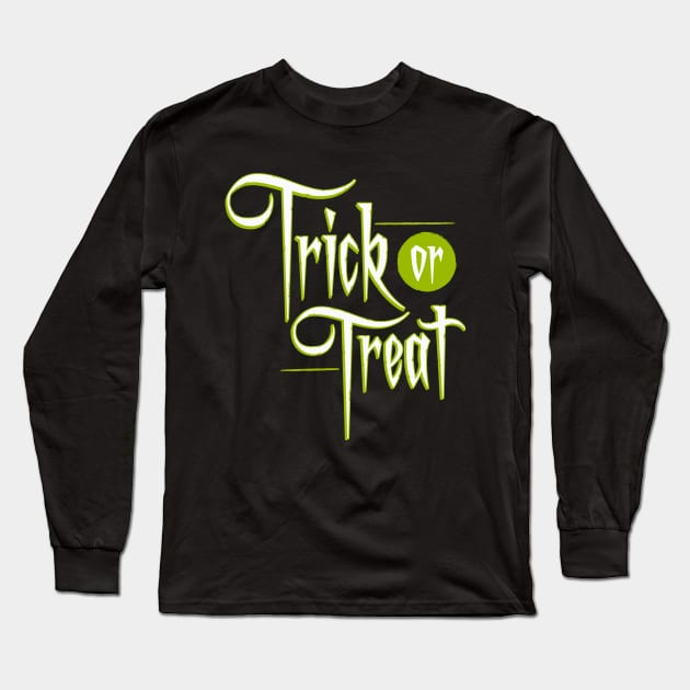 Trick or Treat Creepy Halloween Text Long Sleeve T-Shirt by koolteas